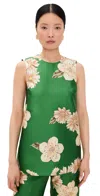 Alemais Sage Printed Recycled Satin-twill Top