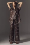 Shop Alemais Sammy Relaxed Silk Satin Pants In Brown