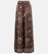 Shop Alemais Alémais Sammy Silk Wide-leg Pants In Braun