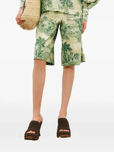 Alemais Sara Graphic-print Shorts In Green