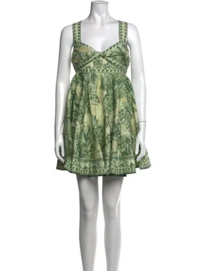 Pre-owned Alemais Sara Mini Twist Sundress Mini Dress W/ Tags In Green
