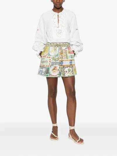 Alemais Scalloped Printed Shorts In Multi