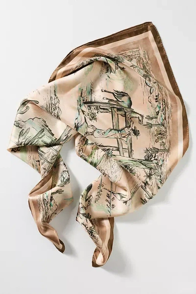 Alemais Scout 100% Silk Scarf In Beige