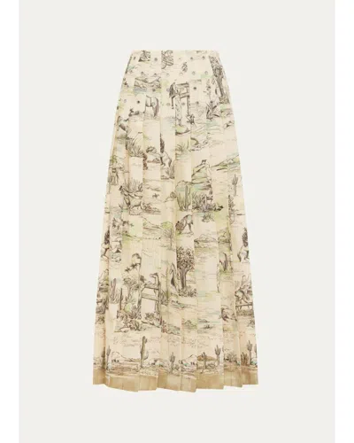 Alemais Scout Pleated Midi Skirt In Neutral
