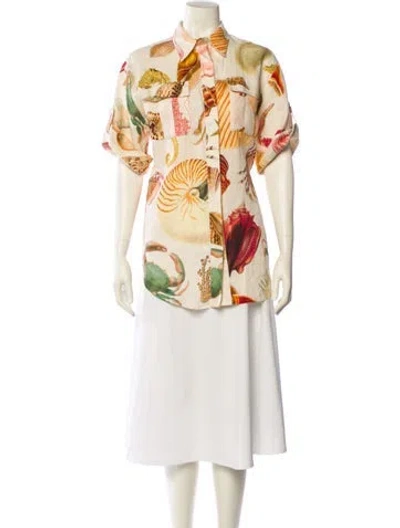 Pre-owned Alemais Sea Linen Blouse In Neutral