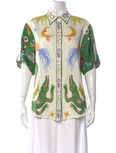 Pre-owned Alemais Seeker Linen Blouse In Multi