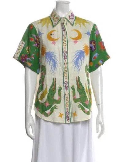 Pre-owned Alemais Seeker Linen Shirt Linen Blouse W/ Tags W/tags In Neutral
