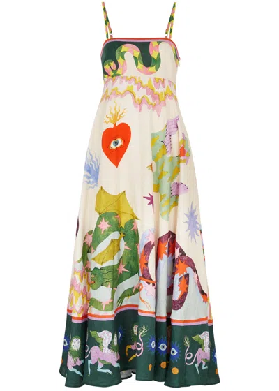 Alemais Seeker Printed Linen Maxi Dress In Multicoloured