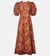 Alemais Seraphina Printed Linen Midi Dress In Burgundy