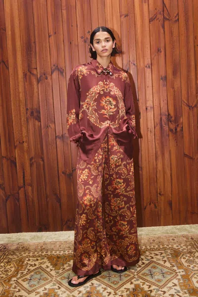 Alemais Seraphina Silk Shirt In Brown