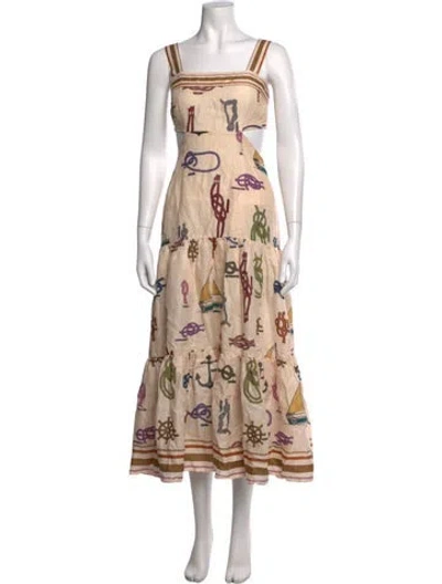 Pre-owned Alemais Ships Ahoy Long Dress In Neutral