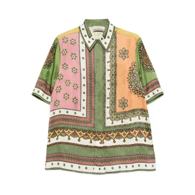 Alemais Contina Multicolor Shirt With Classic Collar And All-over Geometric Print In Viscose Woman