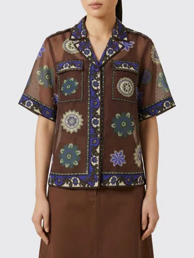 Alemais Jasper Printed Cotton And Silk-blend Shirt In Brown