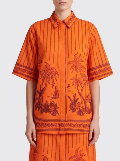 Alemais Oversized Printed Shirt In Orange
