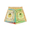 Alemais La Musica Linen Shorts In Green/yellow