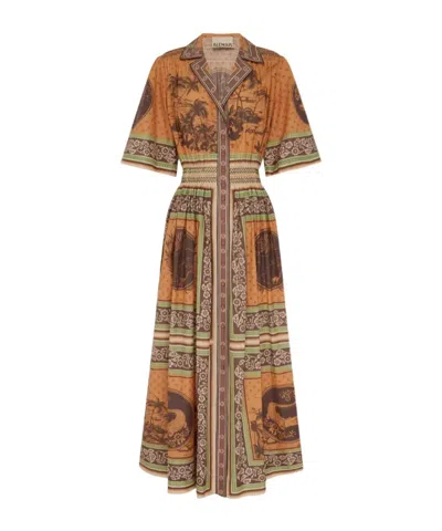 Alemais Alberta Smocked Shirtdress In Multi