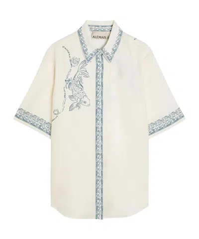 Alemais Lucky Linen Buttondown Shirt In White