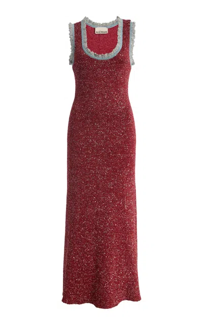 Alemais Alémais Sibela Sequined Knit Midi Dress In Red