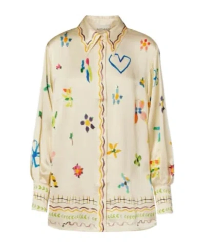 Alemais Sidi Floral Silk Shirt In Neutral