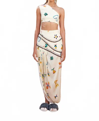 Alemais Sidi One Shoulder Top In Multi In White