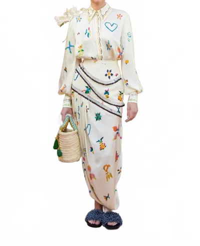 Alemais Sidi Silk Shirt In Multi In White