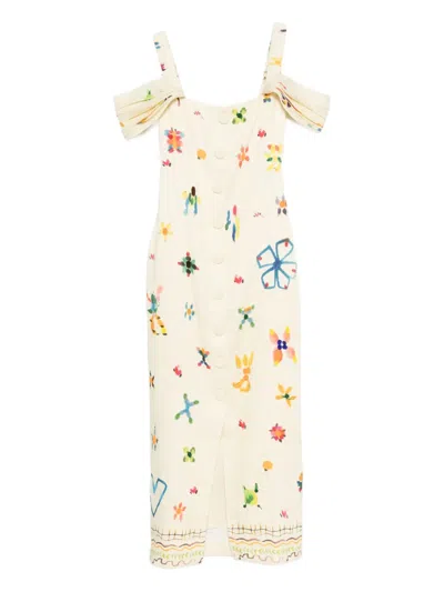 Alemais Sidi Square-neck Midi Dress In Multi