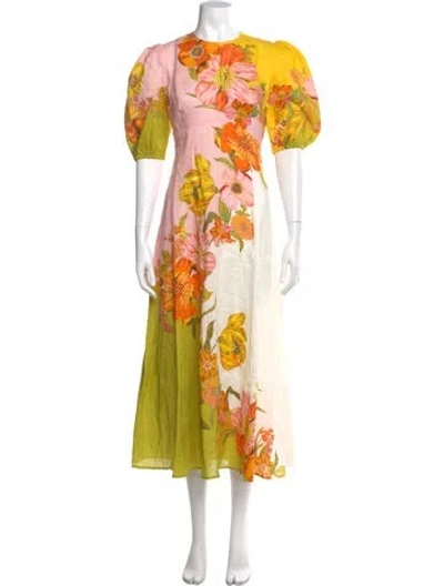 Pre-owned Alemais Silas Dress Long Dress In Yellow