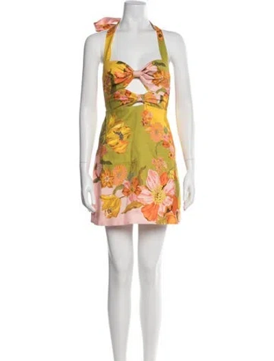 Pre-owned Alemais Silas Halter Mini Mini Dress In Green