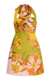 Alemais Silas Linen Mini Halter Dress In Gold