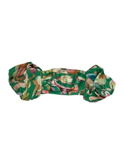Pre-owned Alemais Silk Floral Print Blouse In Green