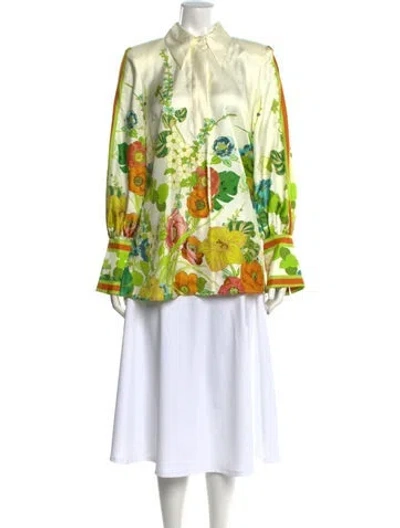 Pre-owned Alemais Silk Floral Print Blouse In Multi