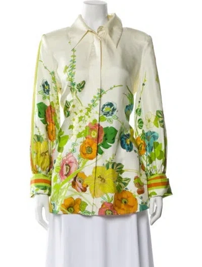 Pre-owned Alemais Silk Floral Print Button-up Top In Multi