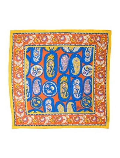 Pre-owned Alemais Silk Floral Print Scarf In Yellow