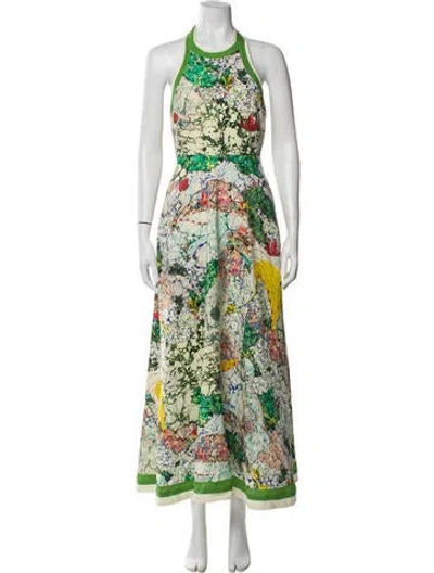 Pre-owned Alemais Silk Long Dress In Green