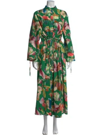Pre-owned Alemais Silk Long Dress In Green