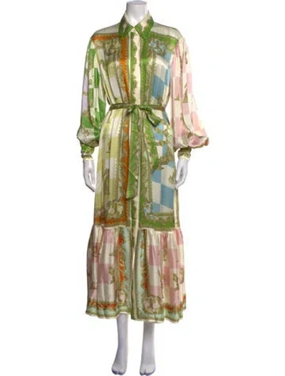 Pre-owned Alemais Silk Long Dress In Green