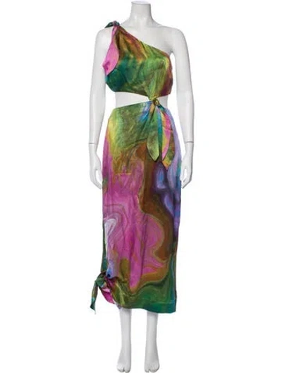 Pre-owned Alemais Silk Long Dress In Purple