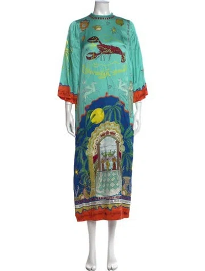Pre-owned Alemais Silk Long Dress W/ Tags In Blue