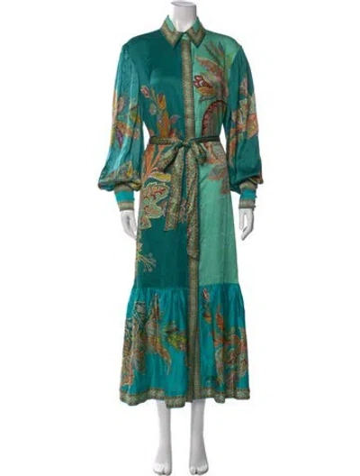 Pre-owned Alemais Silk Long Dress W/ Tags In Green