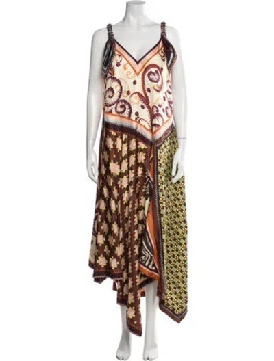 Pre-owned Alemais Silk Long Dress W/ Tags In Multicolor