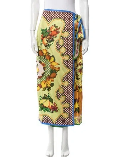 Pre-owned Alemais Silk Long Skirt In Green