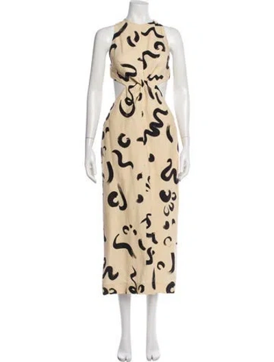 Pre-owned Alemais Silk Midi Length Dress In Neutrals