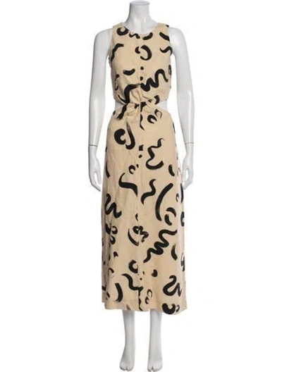 Pre-owned Alemais Silk Midi Length Dress In Neutrals