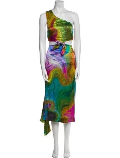 Pre-owned Alemais Silk Midi Length Dress In Purple