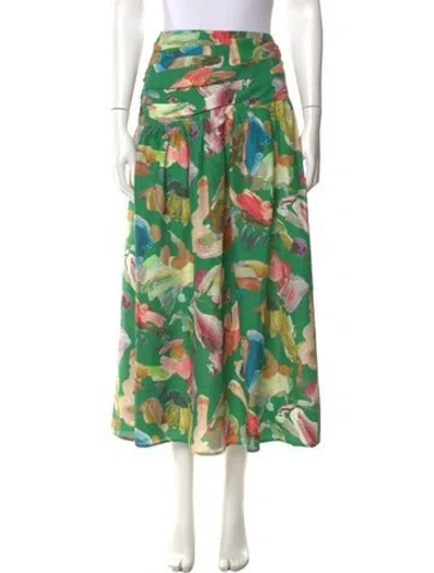 Pre-owned Alemais Silk Midi Length Skirt In Green