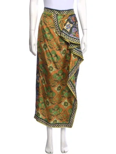 Pre-owned Alemais Silk Midi Length Skirt In Green