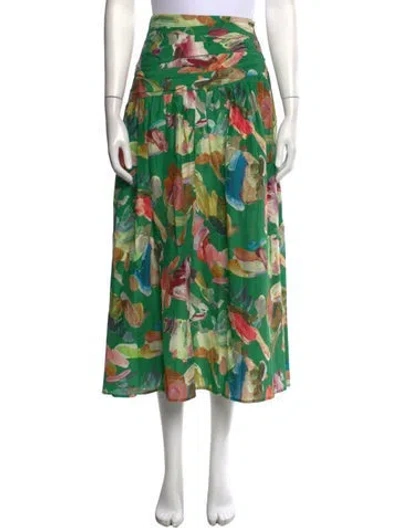 Pre-owned Alemais Silk Midi Length Skirt In Green