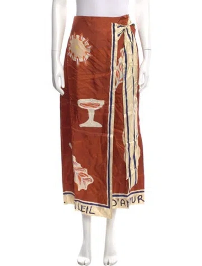 Pre-owned Alemais Silk Midi Length Skirt W/ Tags In Orange