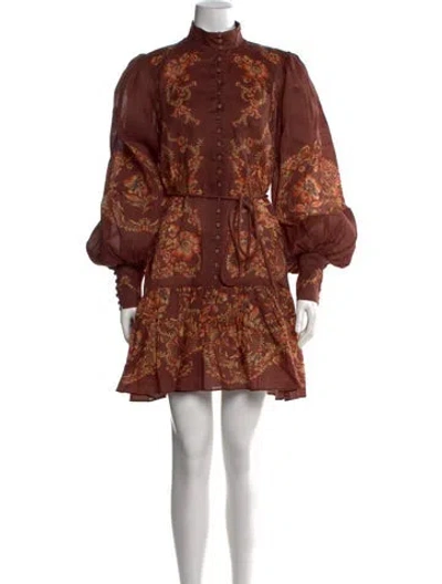 Pre-owned Alemais Silk Mini Dress In Brown