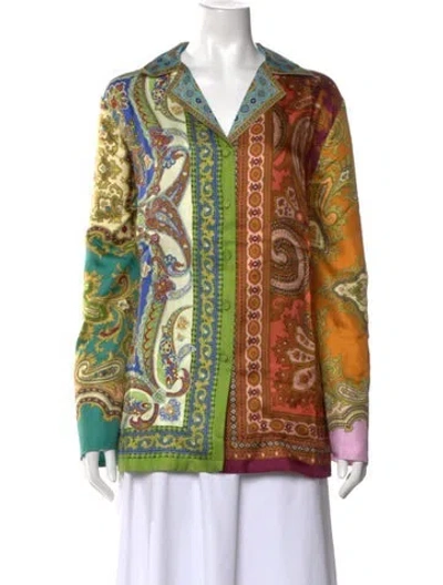 Pre-owned Alemais Silk Paisley Print Blouse W/ Tags In Green
